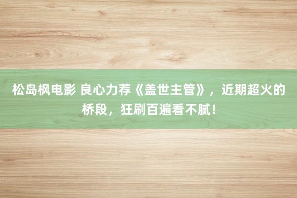 松岛枫电影 良心力荐《盖世主管》，近期超火的桥段，狂刷百遍看不腻！