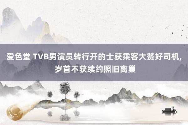 爱色堂 TVB男演员转行开的士获乘客大赞好司机, 岁首不获续约照旧离巢