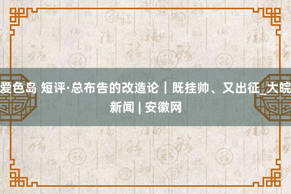 爱色岛 短评·总布告的改造论｜既挂帅、又出征_大皖新闻 | 安徽网