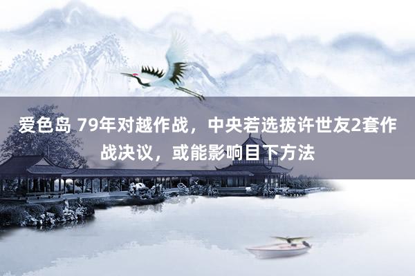 爱色岛 79年对越作战，中央若选拔许世友2套作战决议，或能影响目下方法