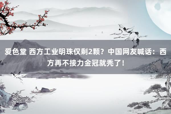 爱色堂 西方工业明珠仅剩2颗？中国网友喊话：西方再不接力金冠就秃了！