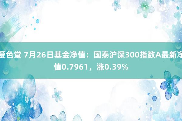 爱色堂 7月26日基金净值：国泰沪深300指数A最新净值0.7961，涨0.39%