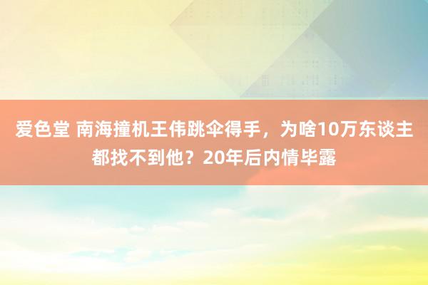 爱色堂 南海撞机王伟跳伞得手，为啥10万东谈主都找不到他？20年后内情毕露