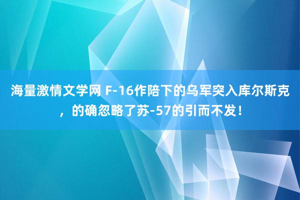 海量激情文学网 F-16作陪下的乌军突入库尔斯克，的确忽略了苏-57的引而不发！