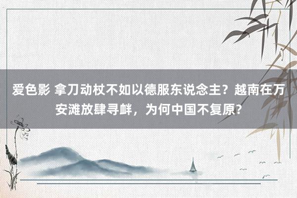 爱色影 拿刀动杖不如以德服东说念主？越南在万安滩放肆寻衅，为何中国不复原？