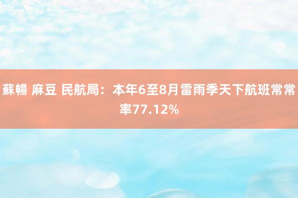 蘇暢 麻豆 民航局：本年6至8月雷雨季天下航班常常率77.12%