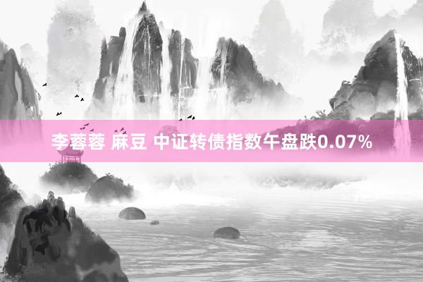 李蓉蓉 麻豆 中证转债指数午盘跌0.07%