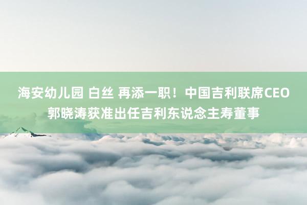 海安幼儿园 白丝 再添一职！中国吉利联席CEO郭晓涛获准出任吉利东说念主寿董事